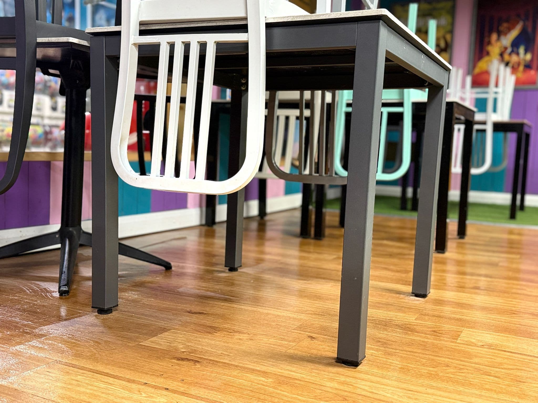 Detail shot of a clean soft play dining area floor