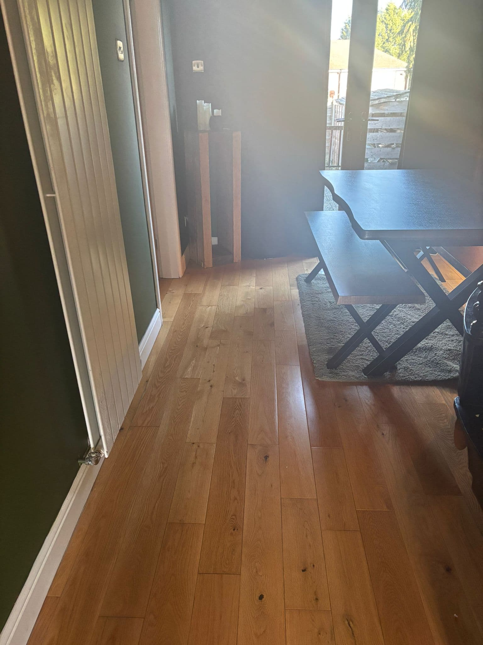 Close-up of a tidy home dining area after cleaning